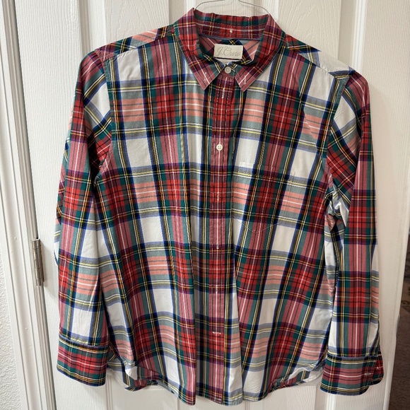 J.Crew Classic Plaid Button-Front Shirt – Women’s XL - Picture 1 of 4